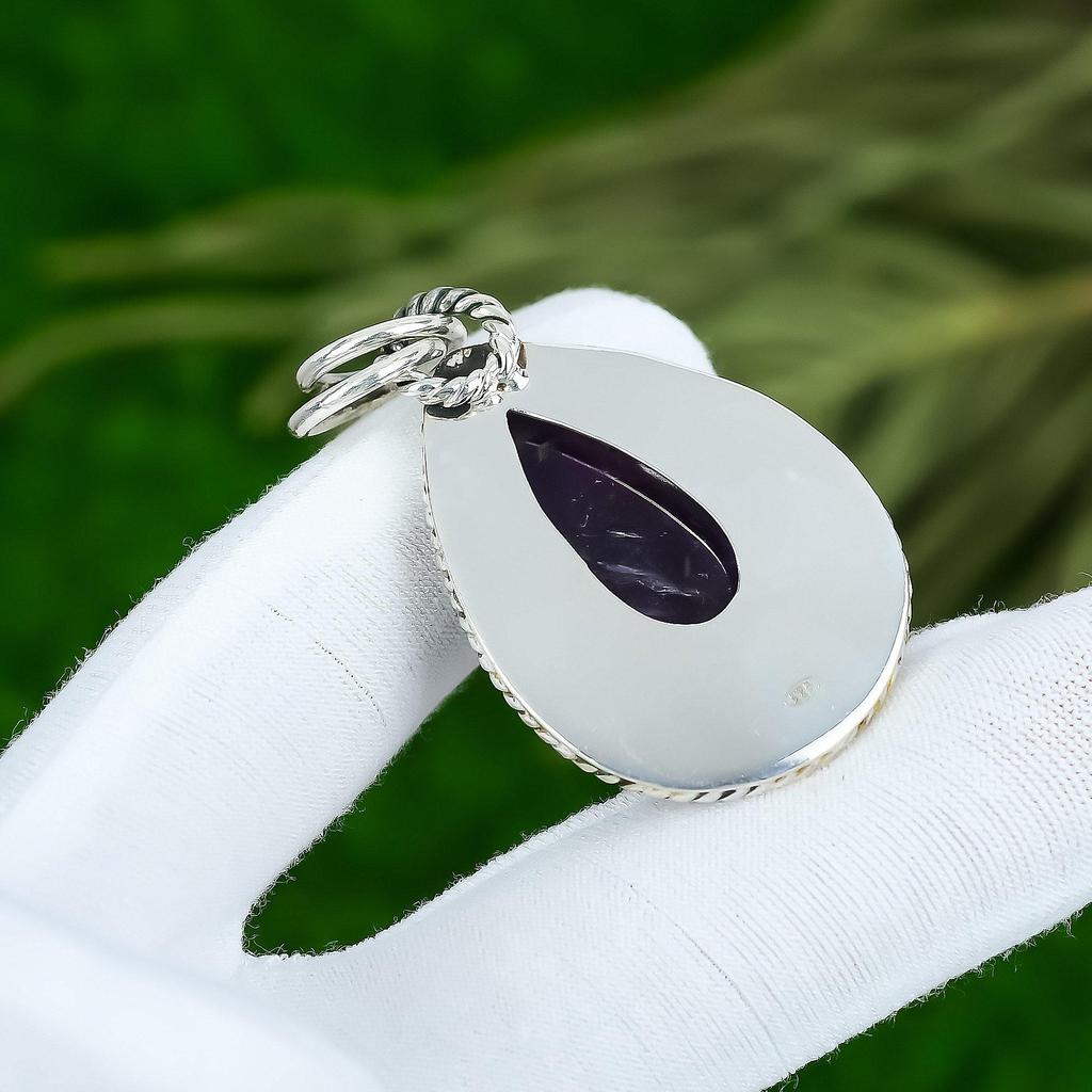Geschenk für Sie 925 Sterlingsilber Natürlicher Stern-Amethyst Edelstein Schmuck Anhänger