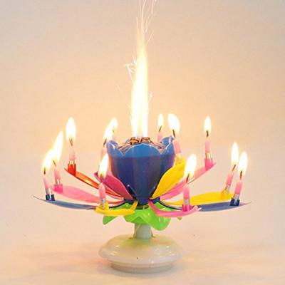 Doppelschichtige Lotus-Musical-Alles Gute zum Geburtstag-Kerzen, romantische Blumen-Licht-Kuchen-Kinder-Party-Geschenke
