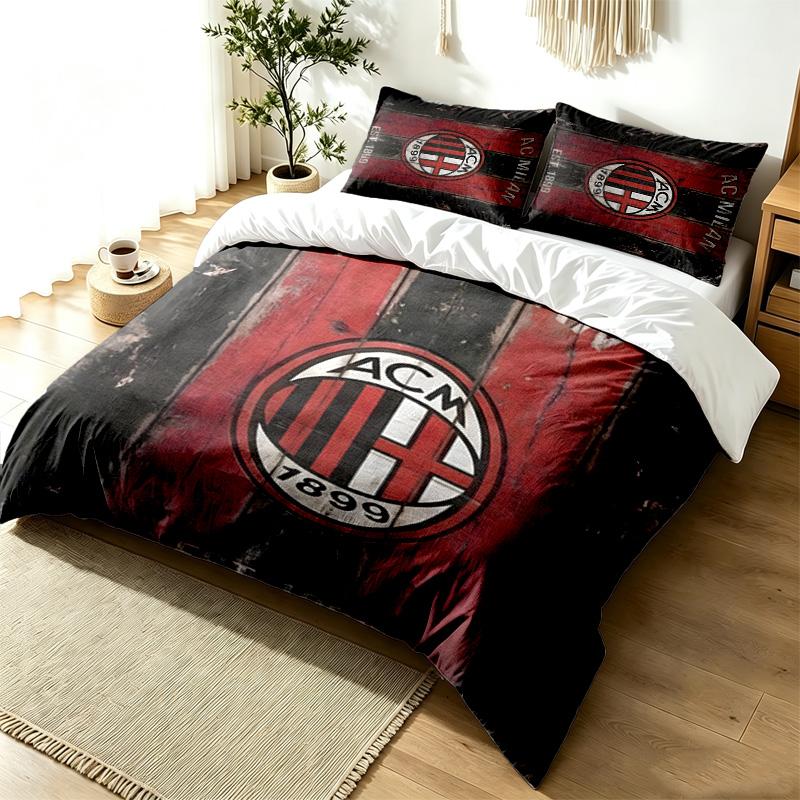 AC Milan Set Copripiumino 3 Pezzi Semplice Moderno Tessuto Morbido Resistente alle Pieghe Uso Stagione Singola un regalo perfetto