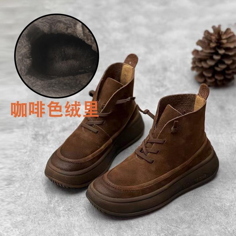 Leather Martin Boots Autumn and Winter New Handmade Thick-soled Women's Boots Top Layer Cowhide Casual Short Boots