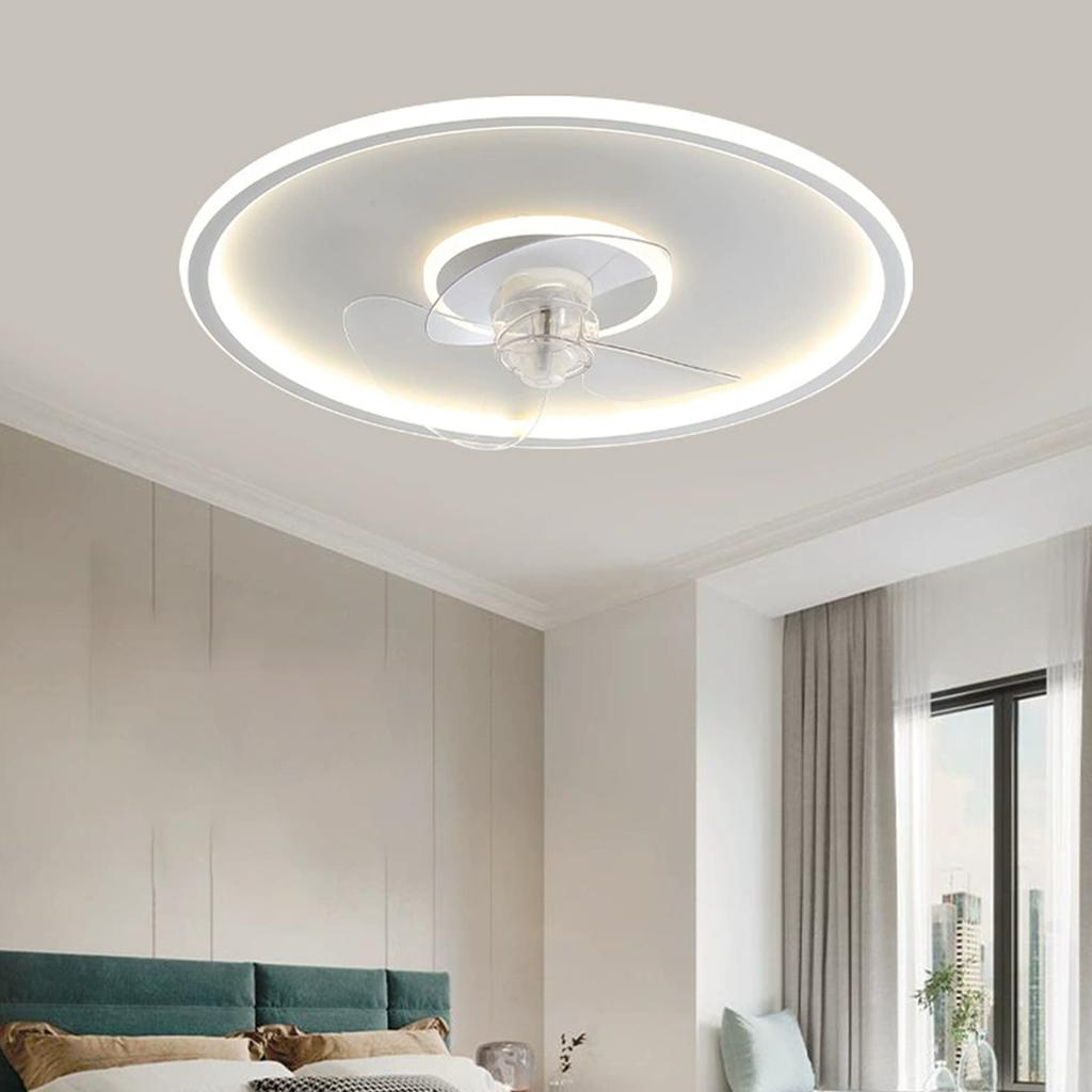 LED Ceiling Light with Fan 19.6 Inch 3000K to 6000K Dimmable 6 Speeds Modern Round Ceiling Fan Light with Remote for Bedroom Kitchen