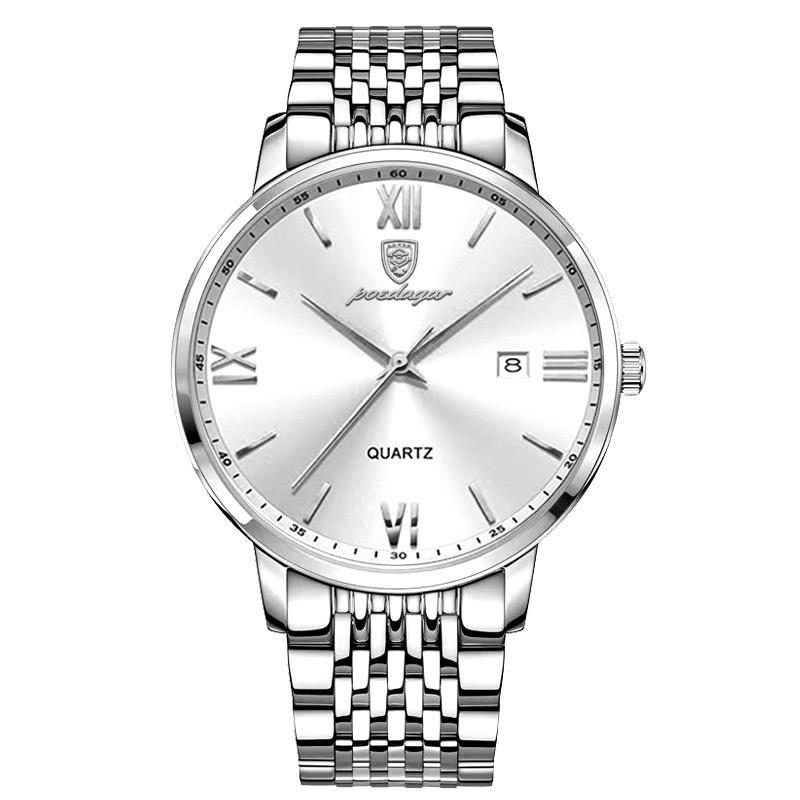 POEDAGAR Luxury Sports Men's Wristwatch Stainless Steel Waterproof Date Watch High Quality Casual Fashion Quartz Watches