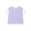 T Shirts Women's Mu Su Purple Crew Neck Moderate Mock Two Piece F11W229114FVT