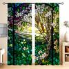 Tained Glass Tree Window Printed Curtain Home Decor Treatment Bedroom Office Kitchen Curtains Set Of 2 Made Polyester With Rod Pocket Sleeping Area