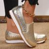 Women Gold Silver Sequin Casual Sneakers Fashion Platform Walking Shoes