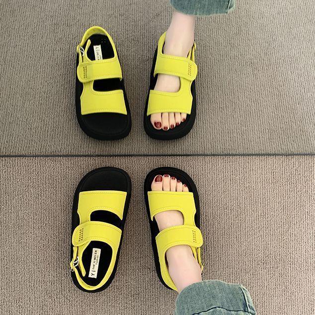 Versatile Internet Celebrity Platform Heightening Sandals 2025 Summer New Velcro Sandals Women Fashion Sandals Beach Shoes Women