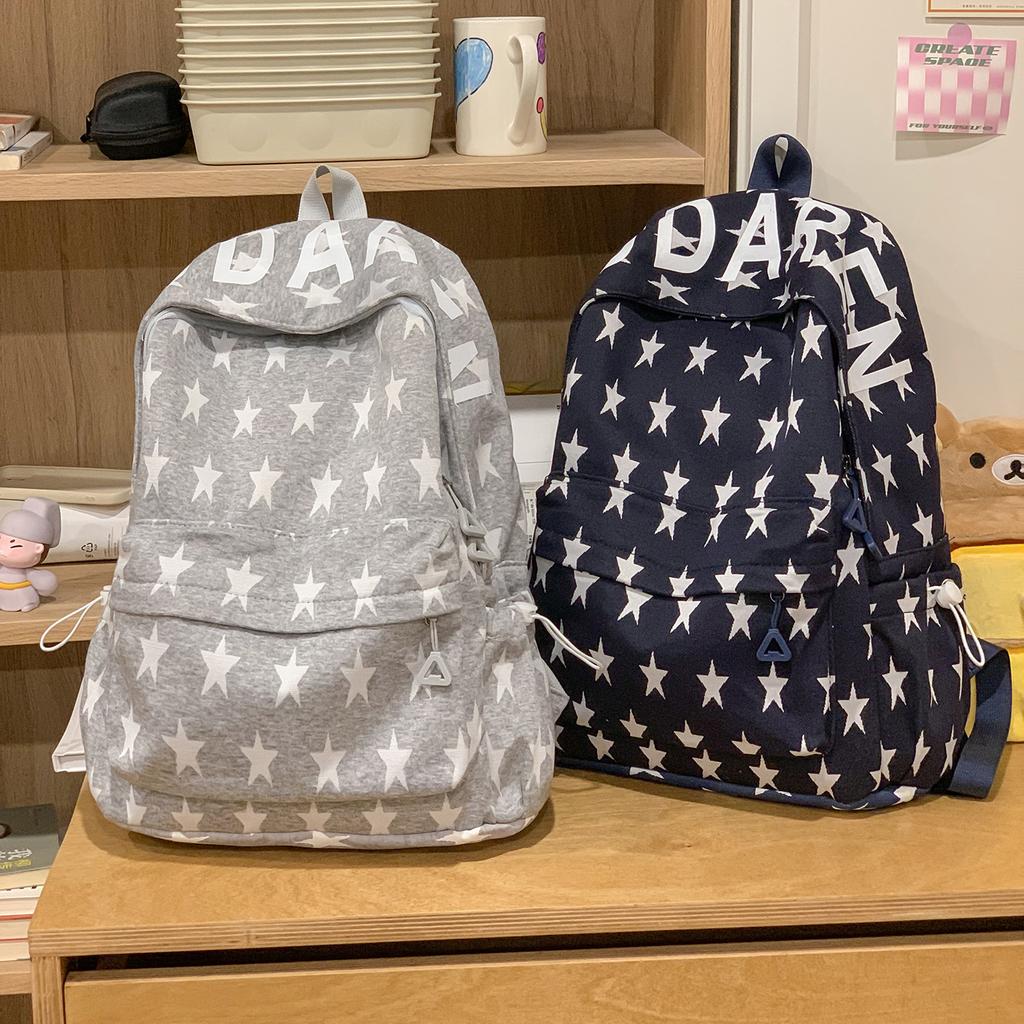 Schoolbag American Star Printing Tide Cool Teen School Bag Female Junior High School Student Personality Student Class Travel Lightweight Backpack