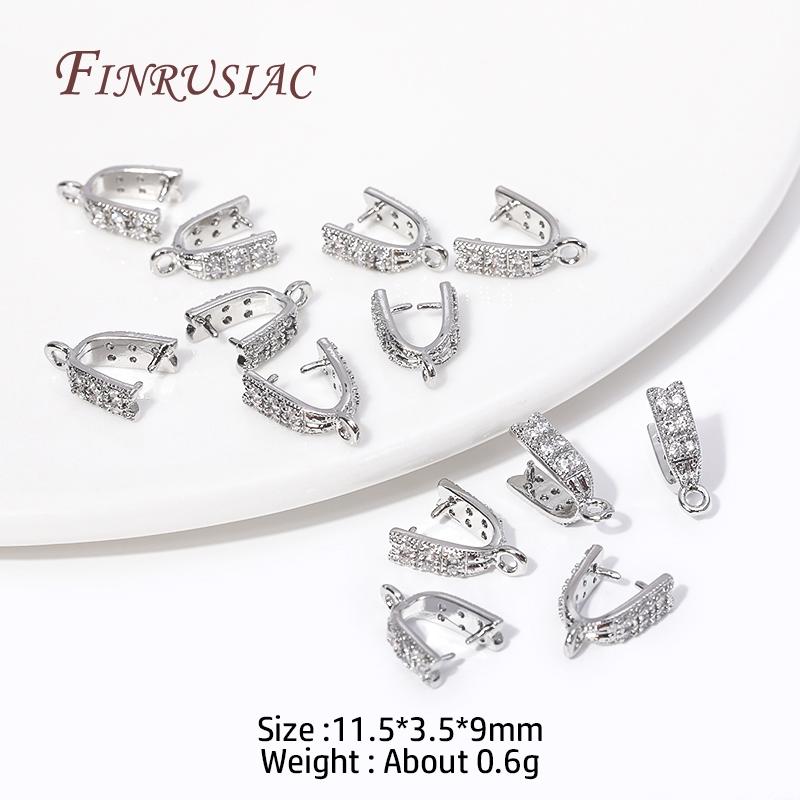 Multi Types 18K Gold Plated Inlaid Zircon Beila For Pendants,Pinch Clip Bails For Crystal Agate Jewelry Making,Pendant Connector