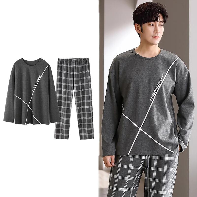 Hjorteutskrift Elegant pyjamassett for mann Høst Vinter Mote Myk bomull Herre Loungewear Komfortabelt nattøy