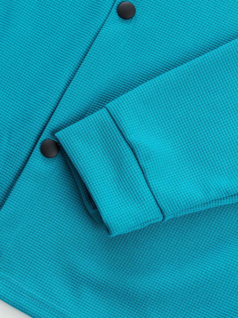 Men's Autumn Waffle Texture Solid Color Long Sleeve Jacket with Pocket