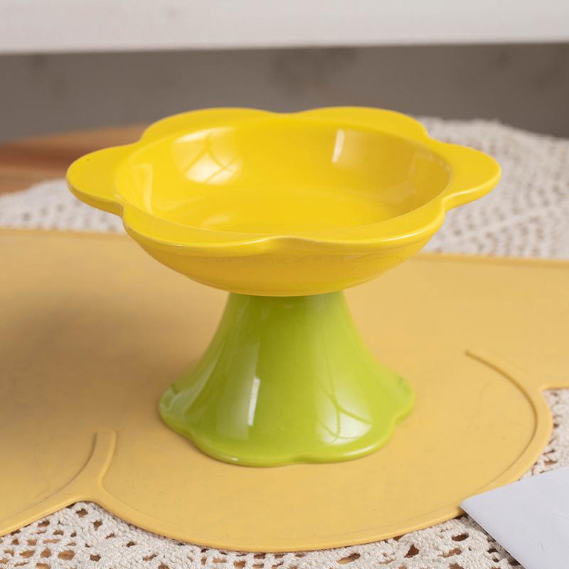 Cerâmica com Pé Alto Tigela Prato para Flores Gato Evita Tombamento Tigela para Comida de Gato Prato para Água Protegendo a Coluna Cervical Tigela para Animais de Estimação