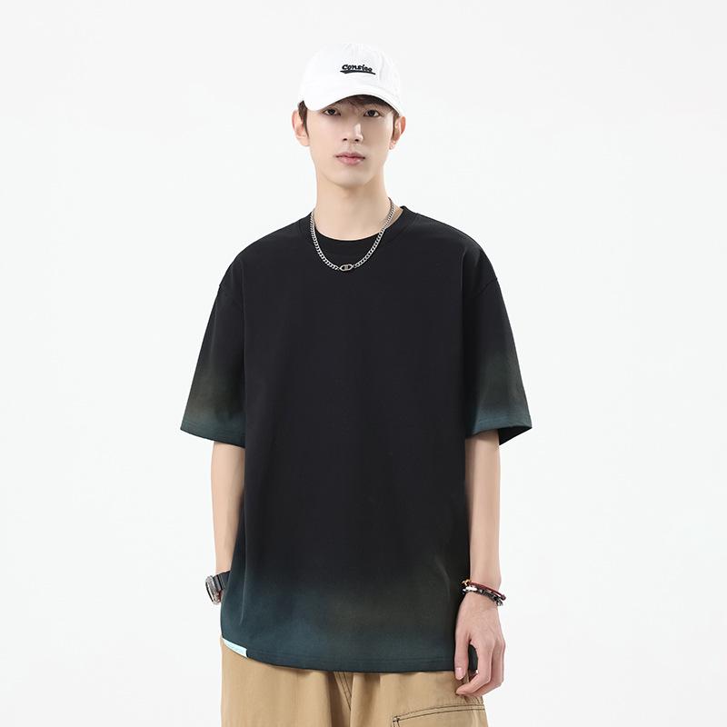 Men's Teen Trend American Heavyweight Short Sleeve Loose Printed T-shirt