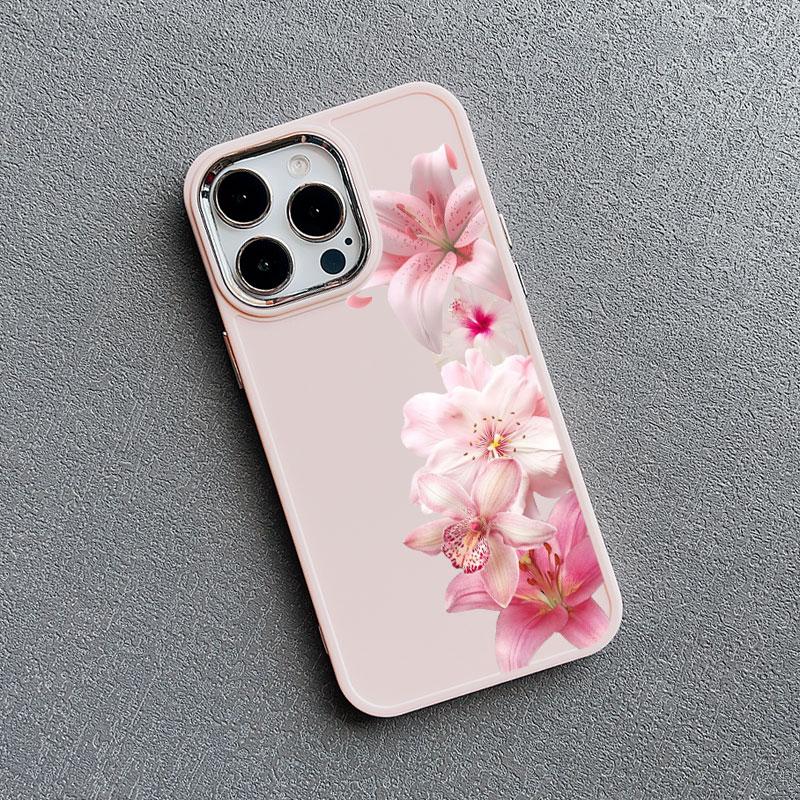 Silicone Phone Case For iPhone 15 16 14 Pro Max Plus 13 12 11 Pro Max XR XS X 7 8 SE2 Lily Orchid Flower Bloom Luxuriantly Cover