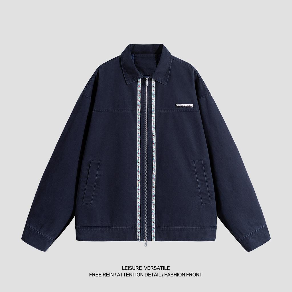 American Retro Jacket Men's Spring and Autumn Lapel Casual Cotton Work Clothes Washing Old Jacket Loose Top