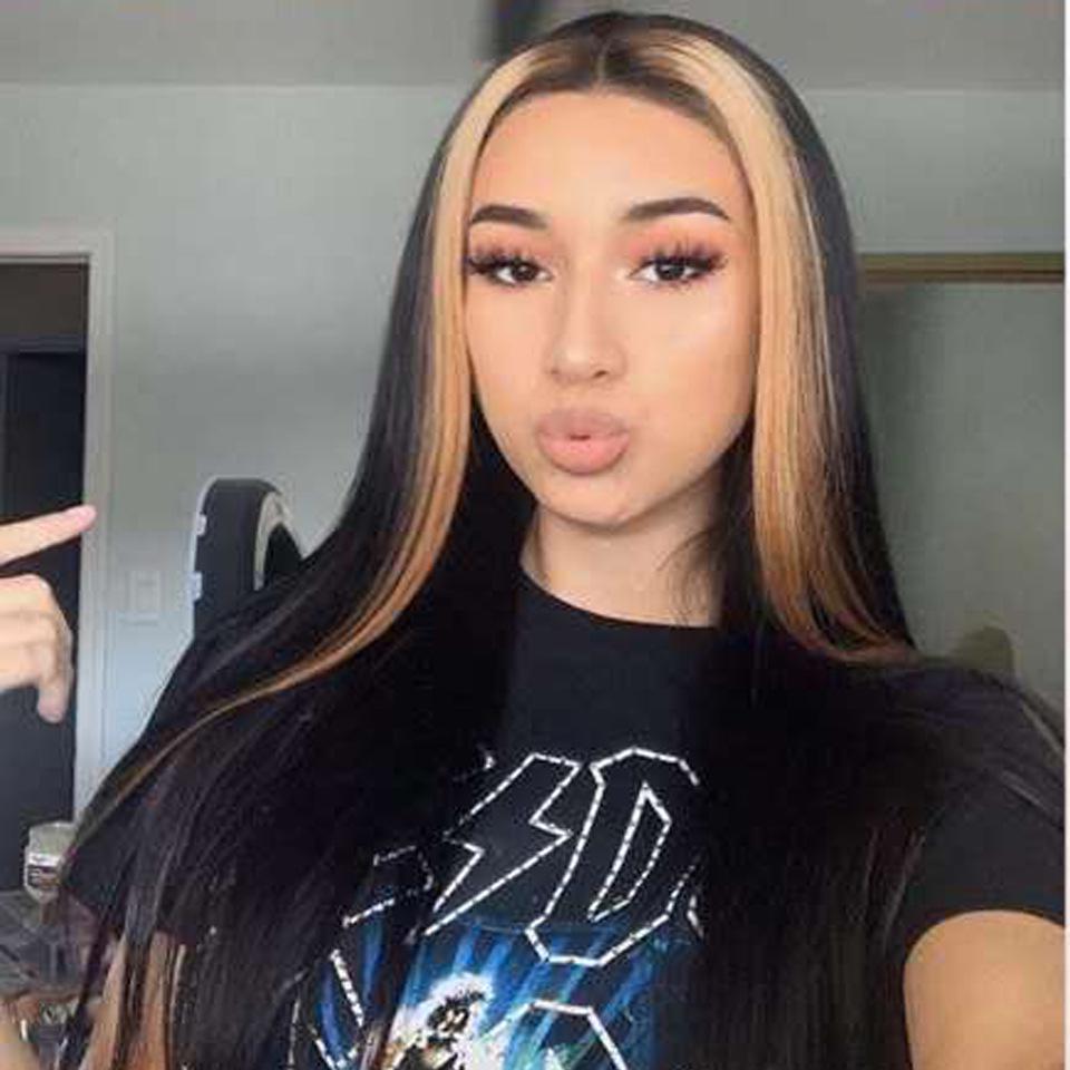 

Европейский и американский длинный прямой парик с пробором посередине, осветленный светло-коричневый для женщин