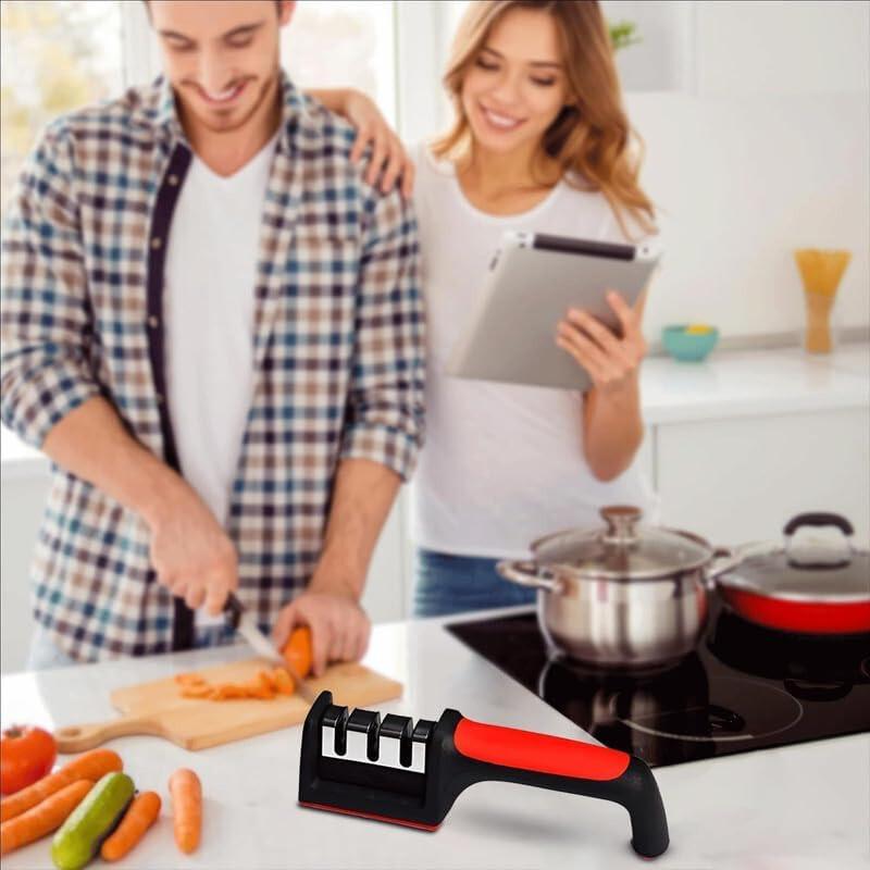 RSINC Manual 3 Stage Knife Sharpener for Kitchen Knife Sharpener Rod Steel Knive B0DSFCD29H