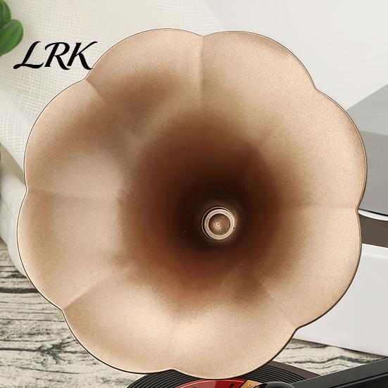 Vintage Style Room Accents Retro Mini Gramophone Music Box Ornament, Wood Grain Phonograph Shaped Classic Melody Keepsake Box, Desktop Decor Figurine