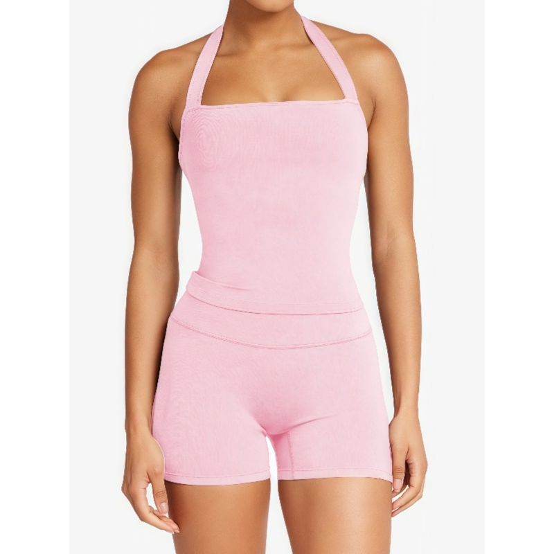 Fashion Fitness Suit Halterneck Beauty Back Yoga Clothes Naked Women Sense Sports Running Belt Chest Pad Two-piece Set Quick-Drying High Elastic