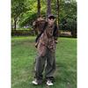 Japanese-Style Retro Large Pocket Plaid Long-Sleeved Shirt Men and Women Vintage Multi-Pocket Couple Contrast Color Shirt Coat