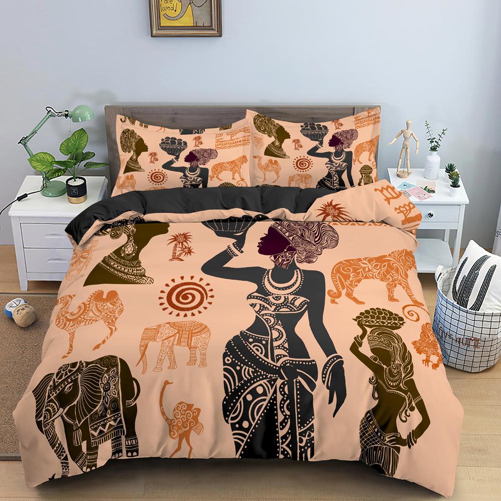 African Tribal Down Comforter Set Bedding Set 3-piece Coverlet Set
