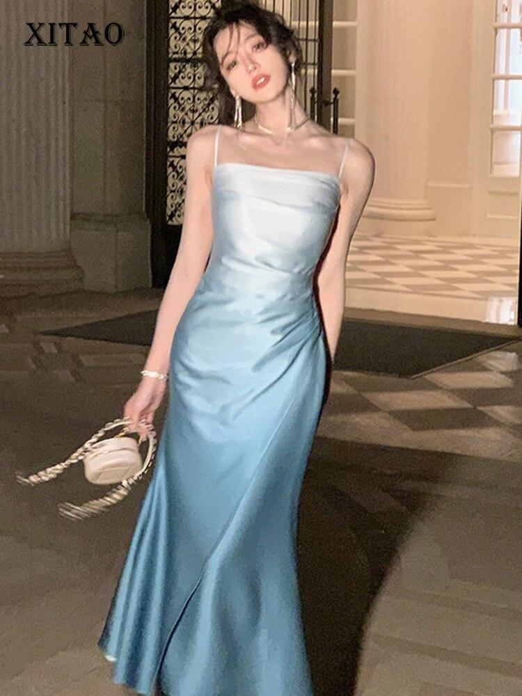 

Тонкое платье на бретельках XITAO Advanced Sense Folds LYD1036