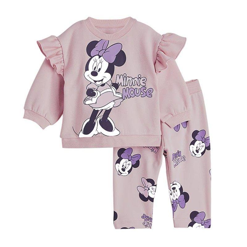 Girls' Cartoon Long-Sleeve T-Shirt and Sports Pants Baby Autumn Outfit Children's Pure Cotton Mouse Top 2-Piece Set Trendy