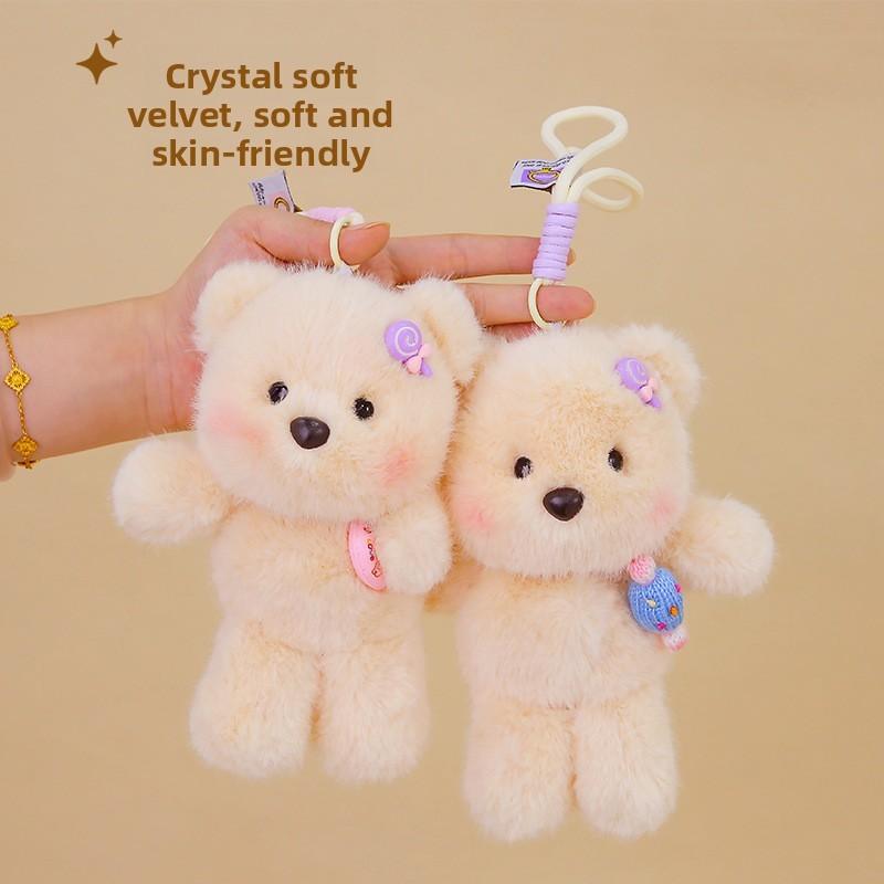 Animal Cute Plush Hanging Toy With Short Faux Fur For Children Travel Bag Doll