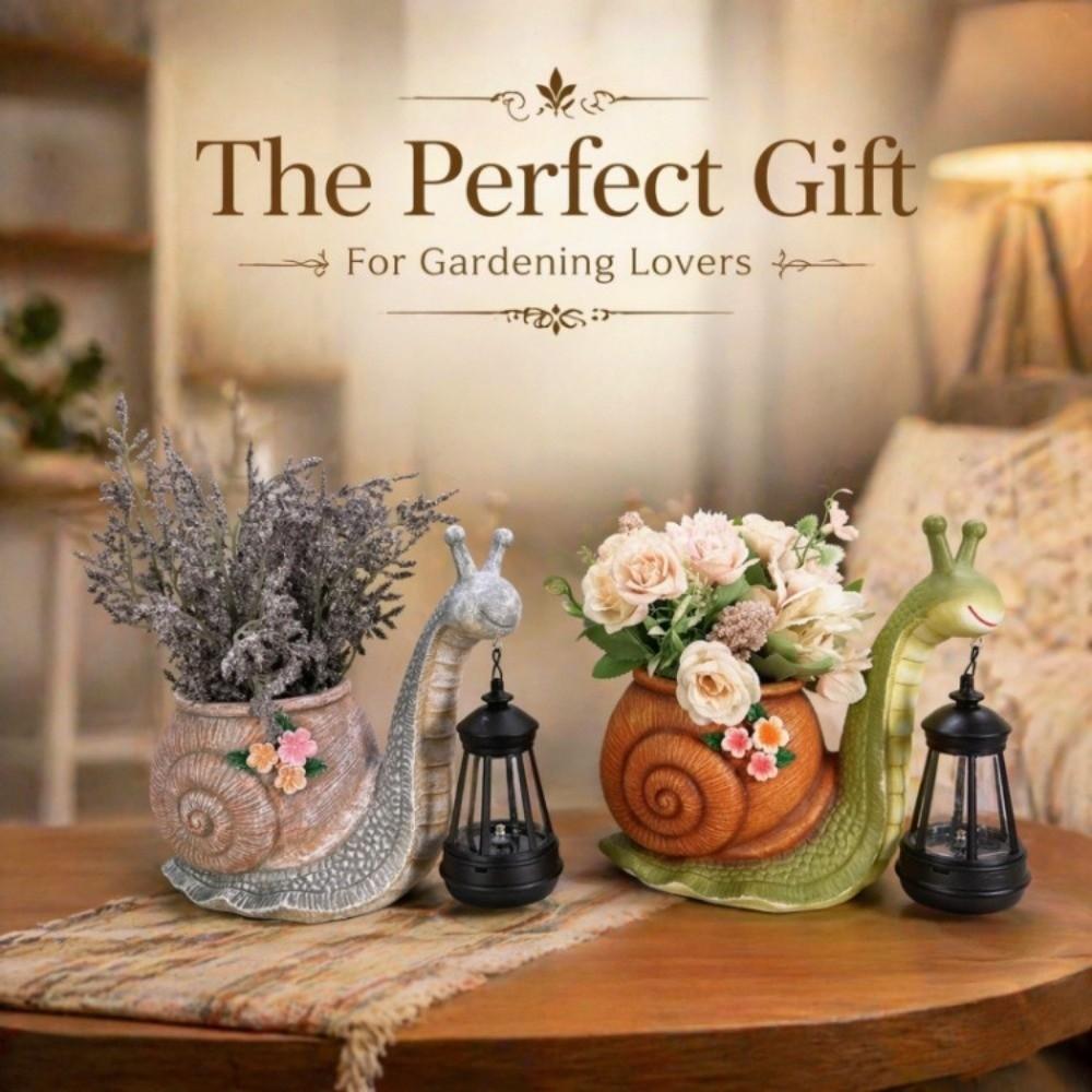 Resin Snail Statue Planter Sun Proof Resin Decorative Flowerpot  Outdoor
