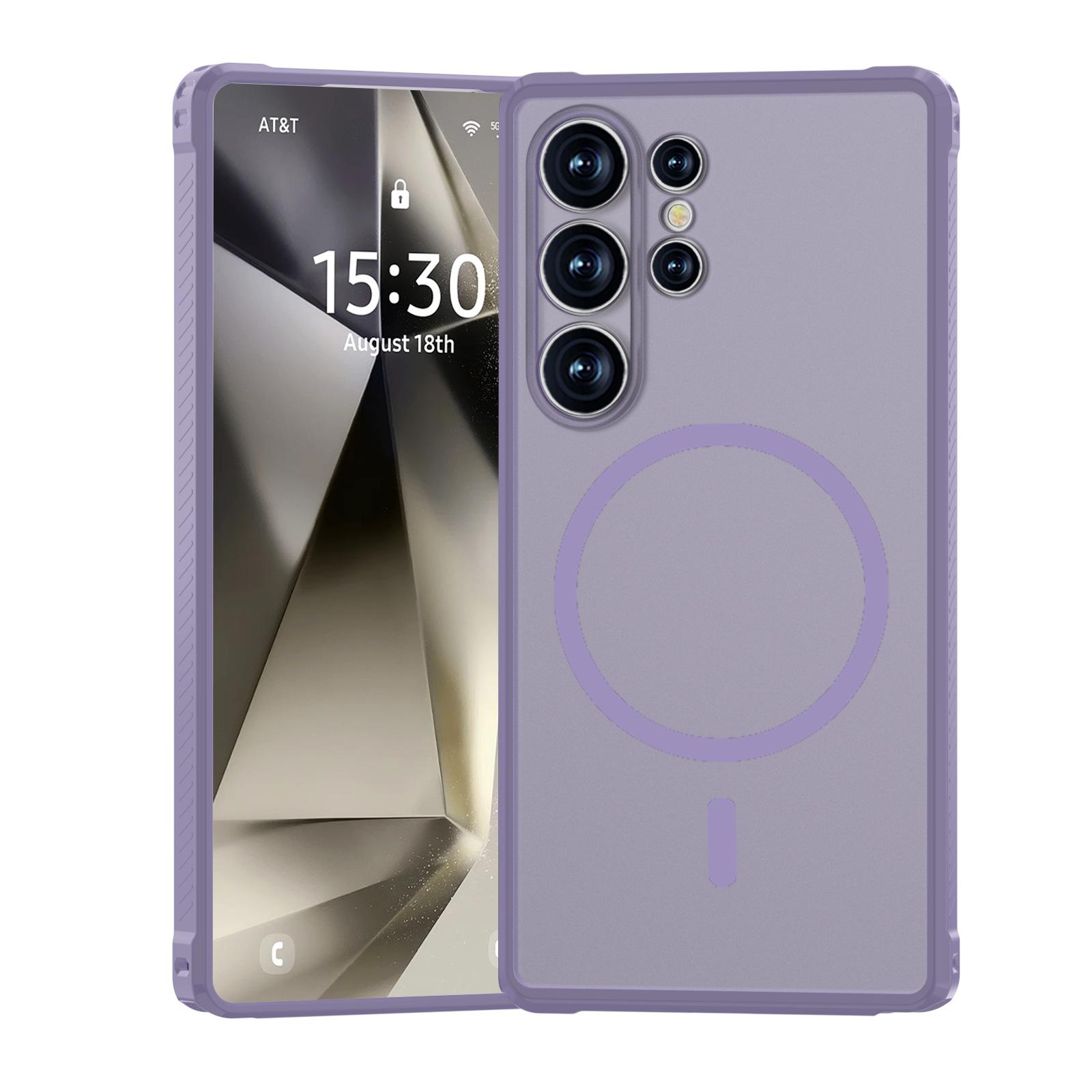 

Подходит для Samsung S25UItra Матовый чехол для мобильного телефона с ощущением кожи Противоударный Полупрозрачный Магнитный чехол Защитный чехол S25