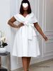 Módní šaty přes hranice pro ženy, velikost Plus Size, s výstřihem do V a zavazováním
