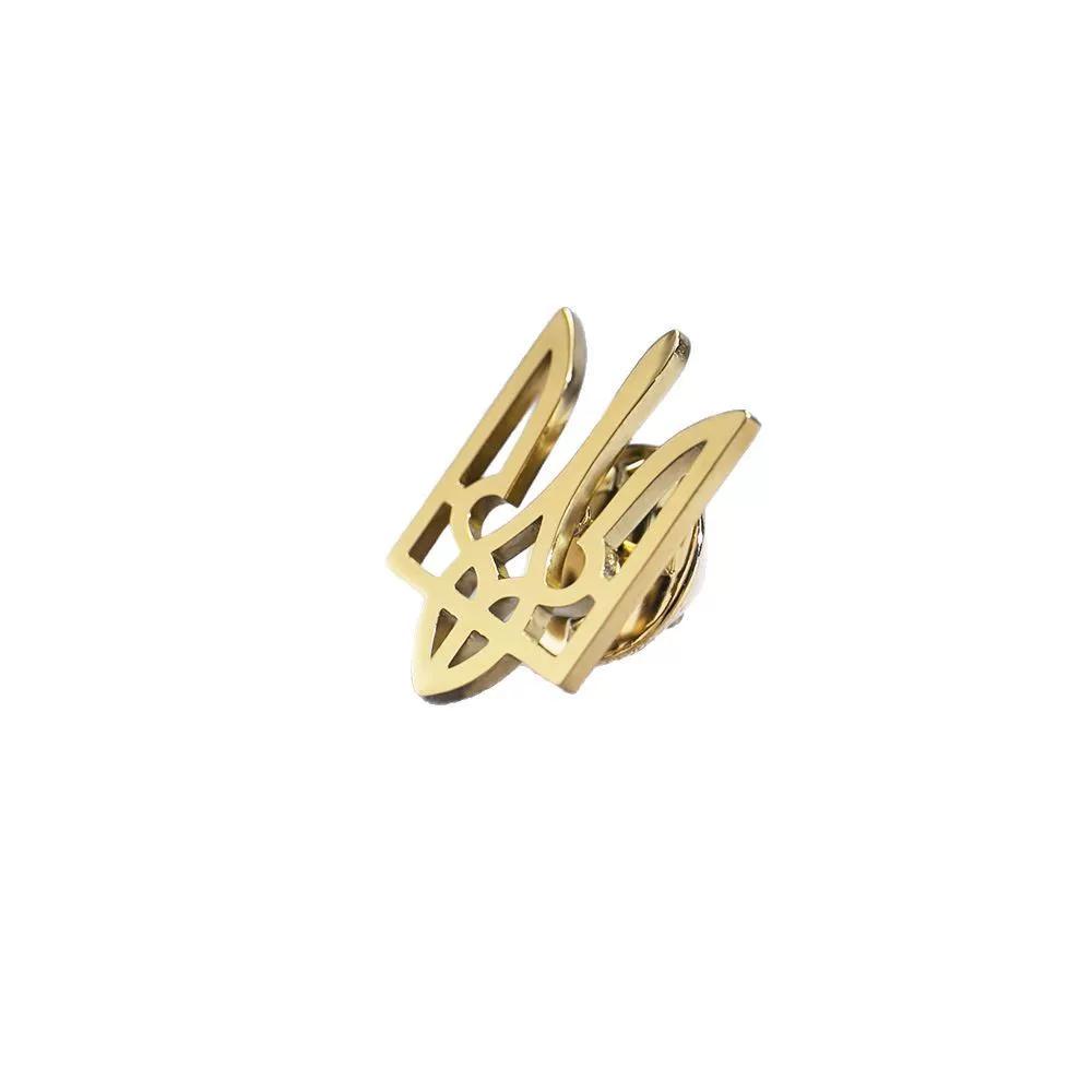 Ukraine Abzeichen Medaille Edelstahl Dreizack Brosche Unisex Titanstahl Gold Anstecknadel Westliche Kleidung Accessoires