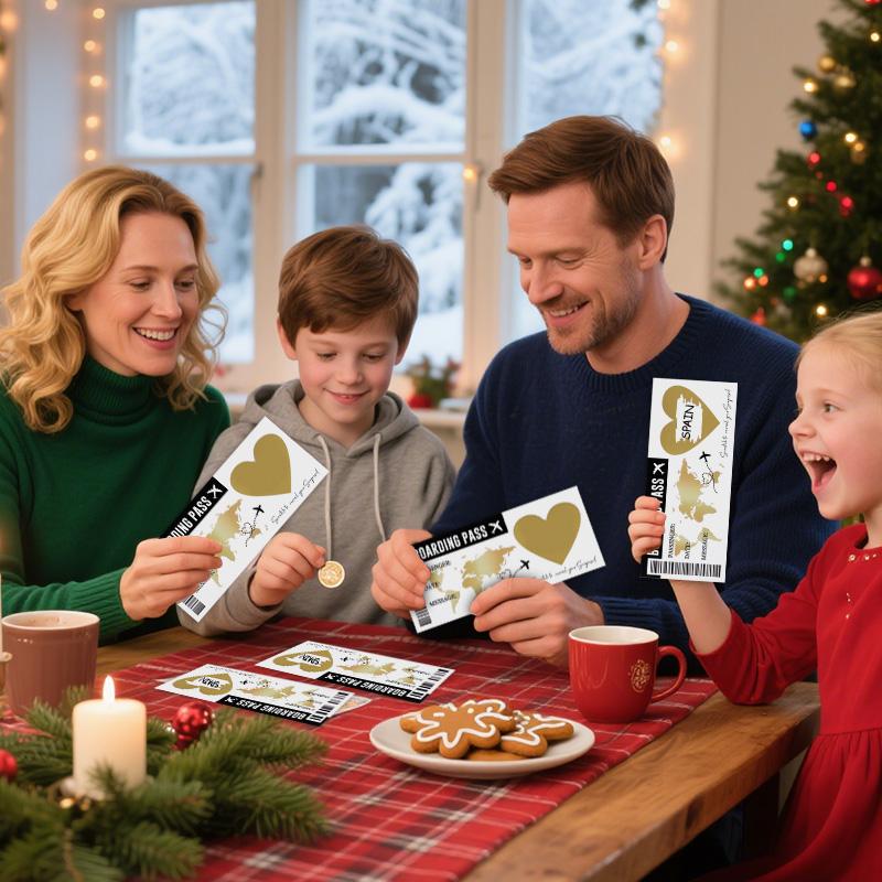 5 Blatt Bordkarten Rubbelspielkarte mit Umschlag DIY Überraschungsgeschenk für Hochzeit Geburtstagsfeier Weihnachten Reise Tickets