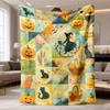 1pc 2026 Latest Flannel Blanket | Soft Flannel Throw with Cozy Spider Web & Witch Design, Pumpkins, Bats, Haunted House Print | Perfect for Bed, Trave