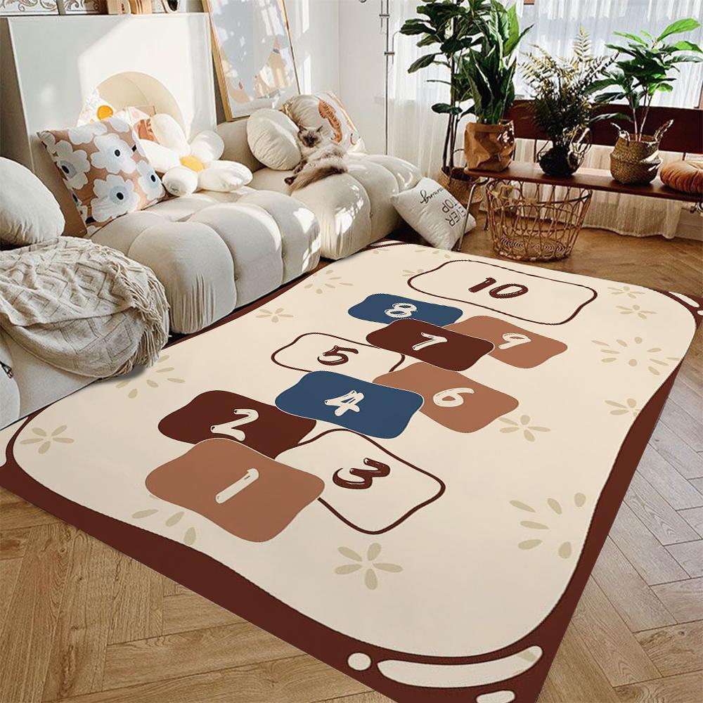 Kids Playroom Rug Gray Road & Hopscotch Design, Non-Slip Carpet Bedroom Living Room Bathroom Dormitories Floor Mat