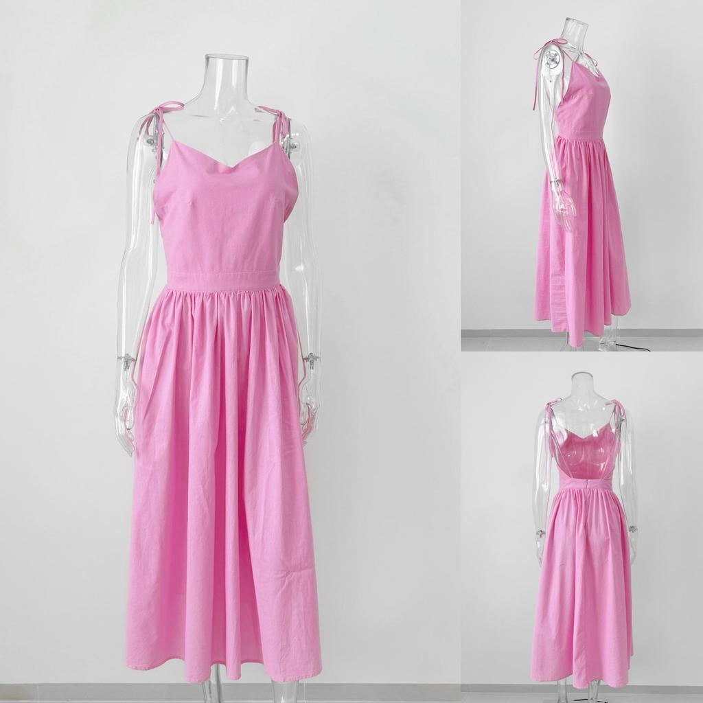Robe élégante dos nu à lacets style européen et américain 2026 - Mode féminine élégante, sexy et tendance