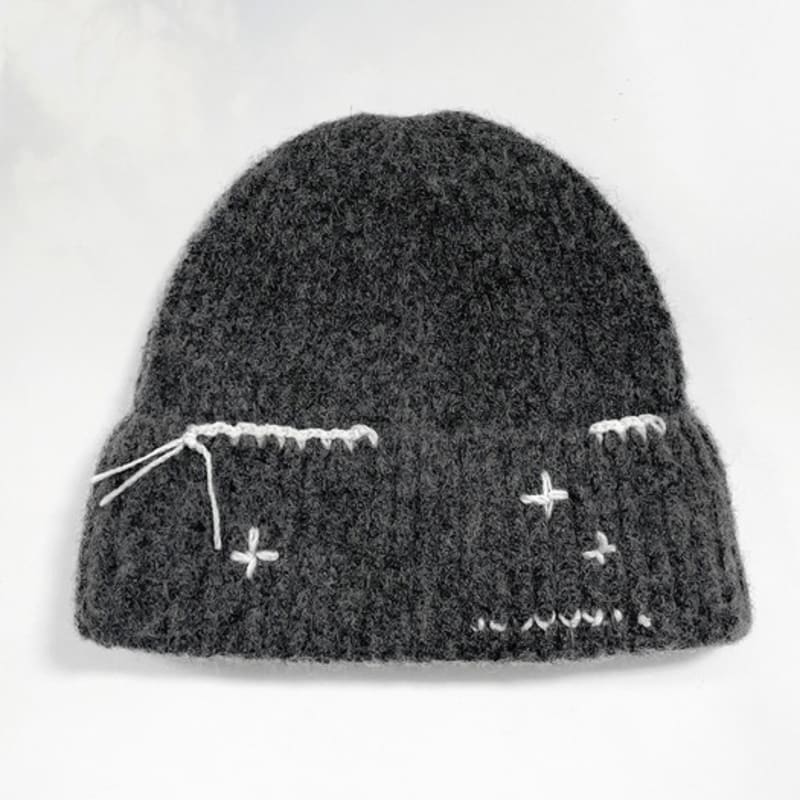 

Ручной вязки шапка-бини_ДРЕВЕСНЫЙ УГОЛЬ CHARCOAL