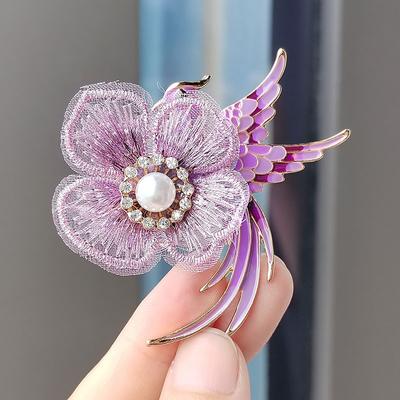 Tuch Blume Stickerei Vogel Brosche Perle Strass Brosche Perle Kleidung Zubehör Brosche