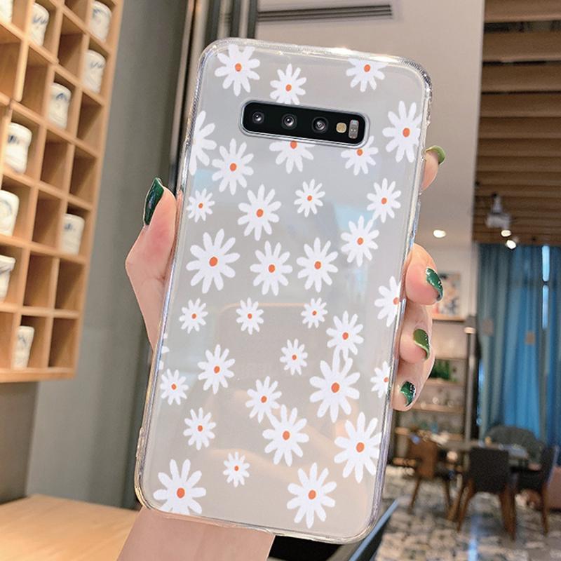 For Samsung Galaxy S9 Plus S9 S10 4G S10e S10 A10 A11 M11 A20 A30 M10A A20e A40 A21S Flowers Plants Clear Daisy Silicone Cover