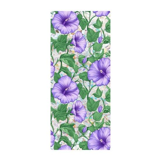 Flower Stained Glass Window Film Lotus Morning Glory Floral Window Cling Removable Decorative Static Sticker UV Blocking Privacy Decals for Living