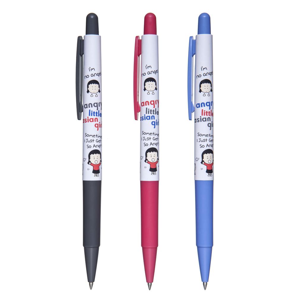 XENO Angry Little Asian Girl Cartoon Character 0.5mm Ball Point Pen, LOW Viscosity Ink
