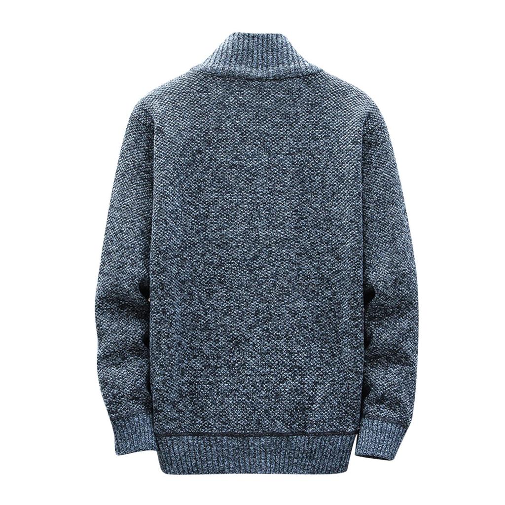 Men's Cardigan Sweaters Knitted Full Zip Collared Regular Fit Jacket Casual Color Block Baggy Winter Warm Coat