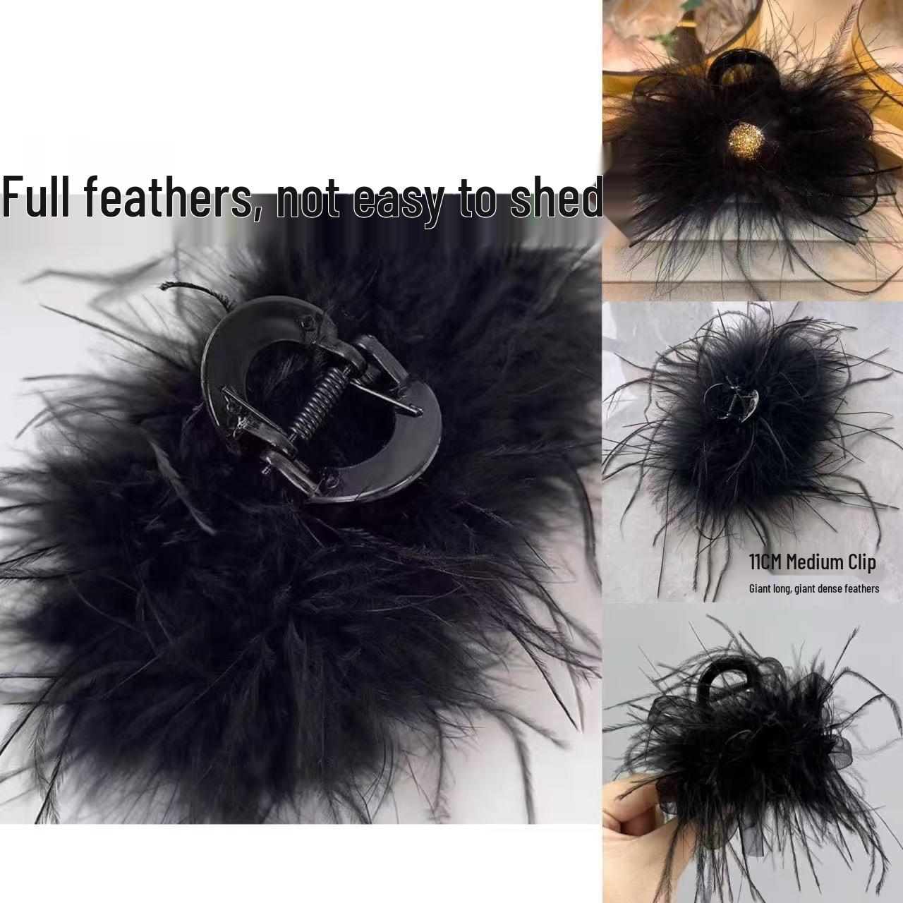 Korean Style Feather Claw Hair Clip for Women - Internet Celebrity High Ponytail & Updo 2026 Trend
