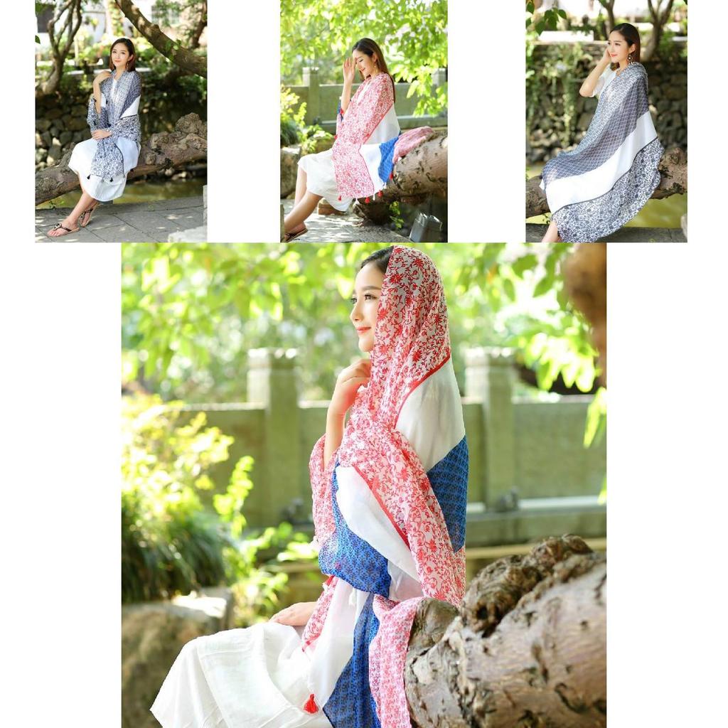 Ethnic Style Shawl For Women Lightweight Summer Scarf With Print Design For Travel And Beach
