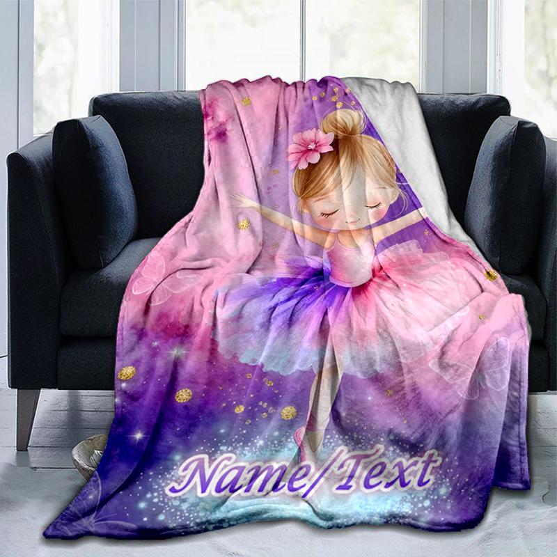 1PC Custom Name Fairy Stars Outdooor Flannel Blankets Throw Blanket All-Season Throw Gift Bedspread for Couch, Bed, Camping Holiday Birthday Gift