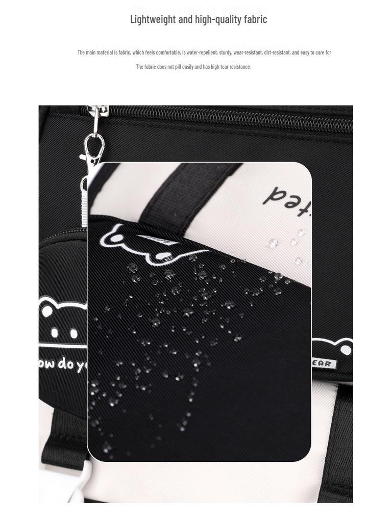 Natural Fish Design Trolley Backpack for Middle School Girls - Large Multi-Layer Capacity