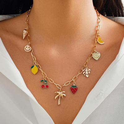 Bohemian Cherry Pendant Clavicle Chain - European & American Style Dopamine Necklace