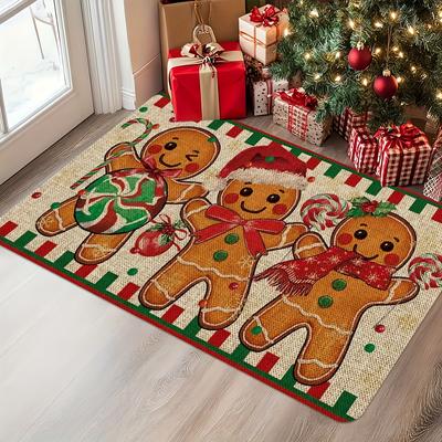 1 pz Tappeti da cucina anti-fatica Merry Christmas Gingerbread Tappetino da cucina impermeabile antiscivolo spesso imbottito resistente e confortevole per la cucina