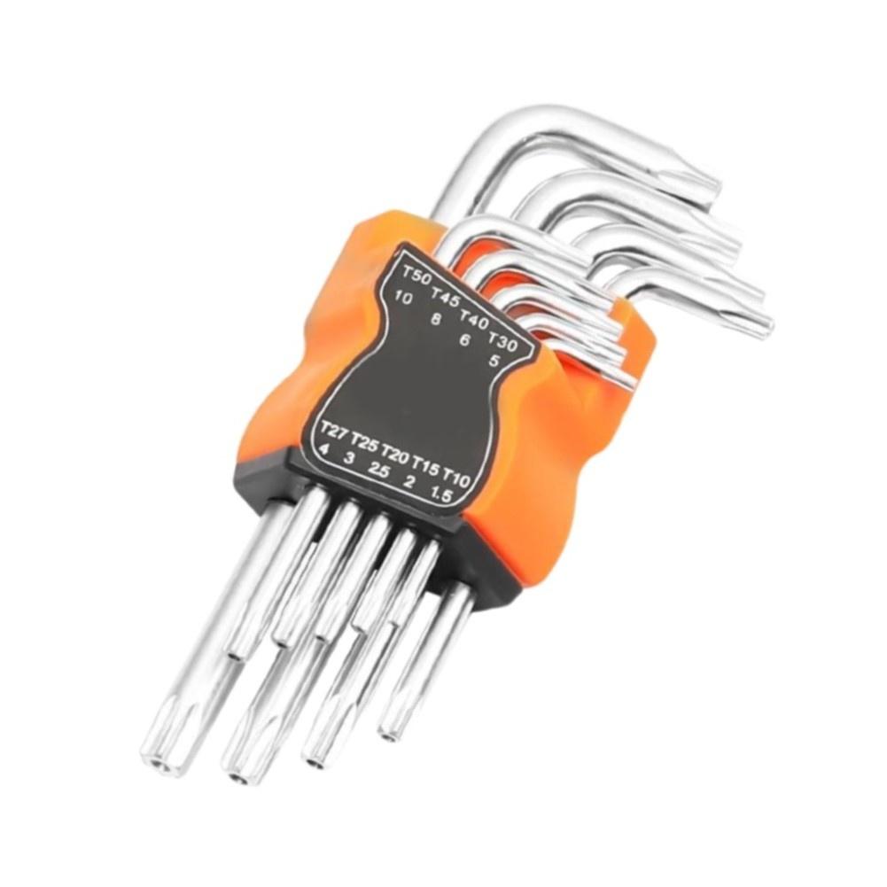 Professional Maintenance Star Wrench Set L-Type Star Keys Star Wrench Kit Set Silver Heat Treated Construction