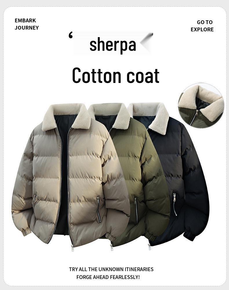 2025 Winter Herren Trendige Dicke Baumwolljacke mit Schönem Pelzkragen und Stehkragen