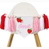 Pink White Birthday Chair Piece for Baby Photo Time, First Birthday Fabric Trim Cloth with Sweet Fruit Theme Today